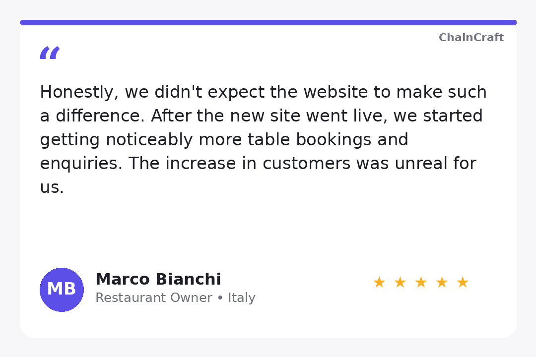 Marco Bianchi, Restaurant Owner — Italy