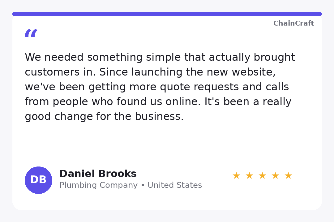 Daniel Brooks, Plumbing Company — United States