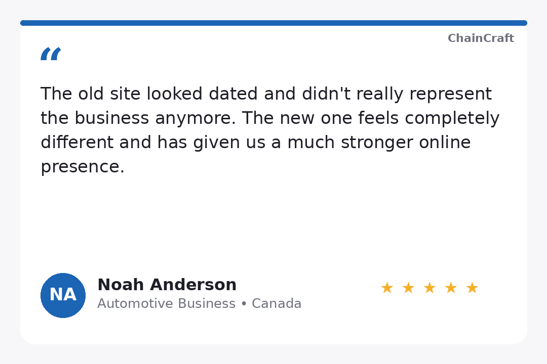 Noah Anderson, Automotive Business — Canada